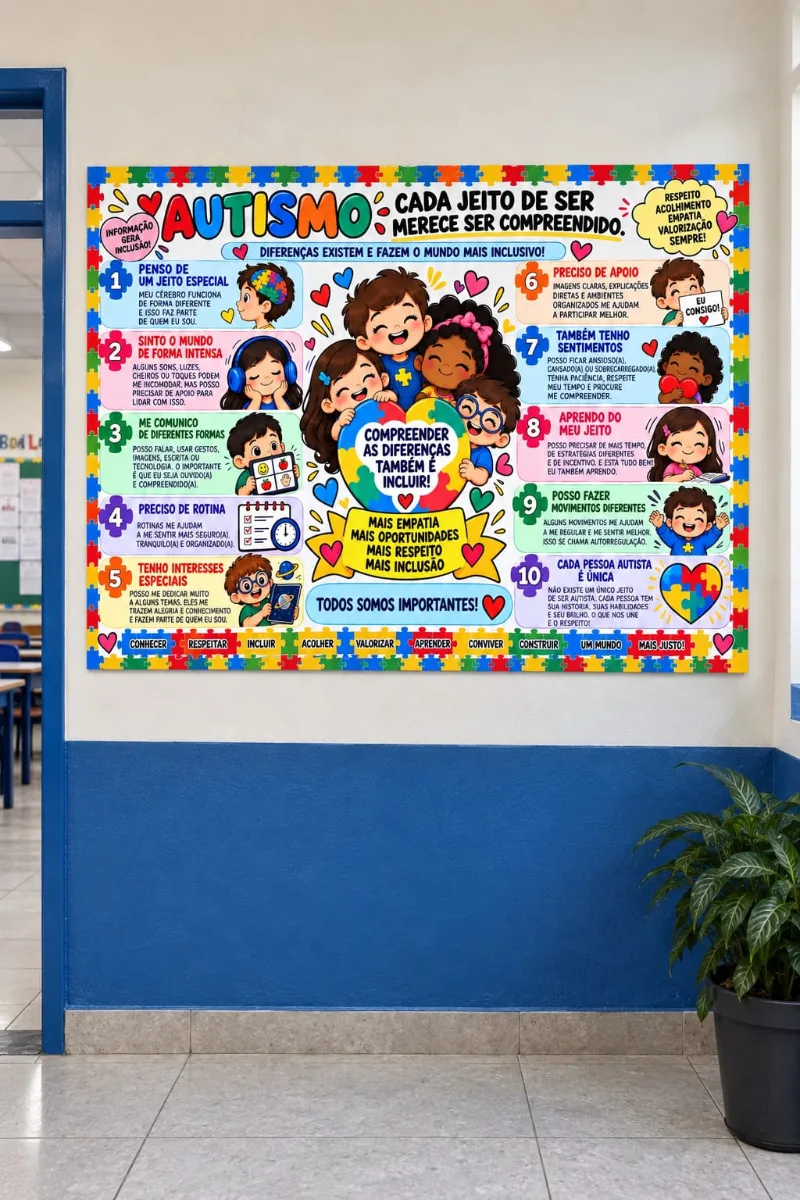 Painéis Informativos sobre Inclusão para Imprimir - Educação infantil — amostra 1: Transforme o ambiente escolar em um…