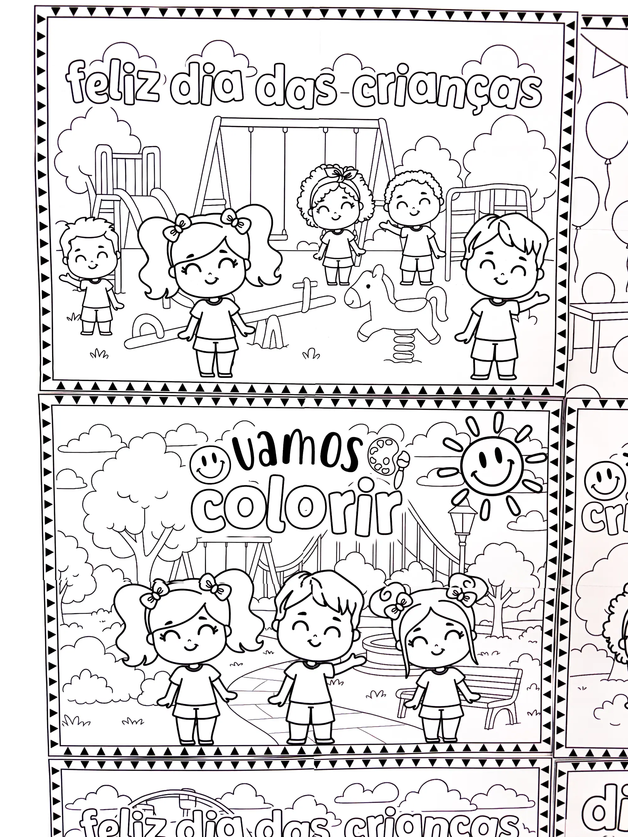 Painéis para Colorir do Dia das Crianças - 6 Modelos — amostra 2: Kit com 6 painéis gigantes para colorir do Dia das…