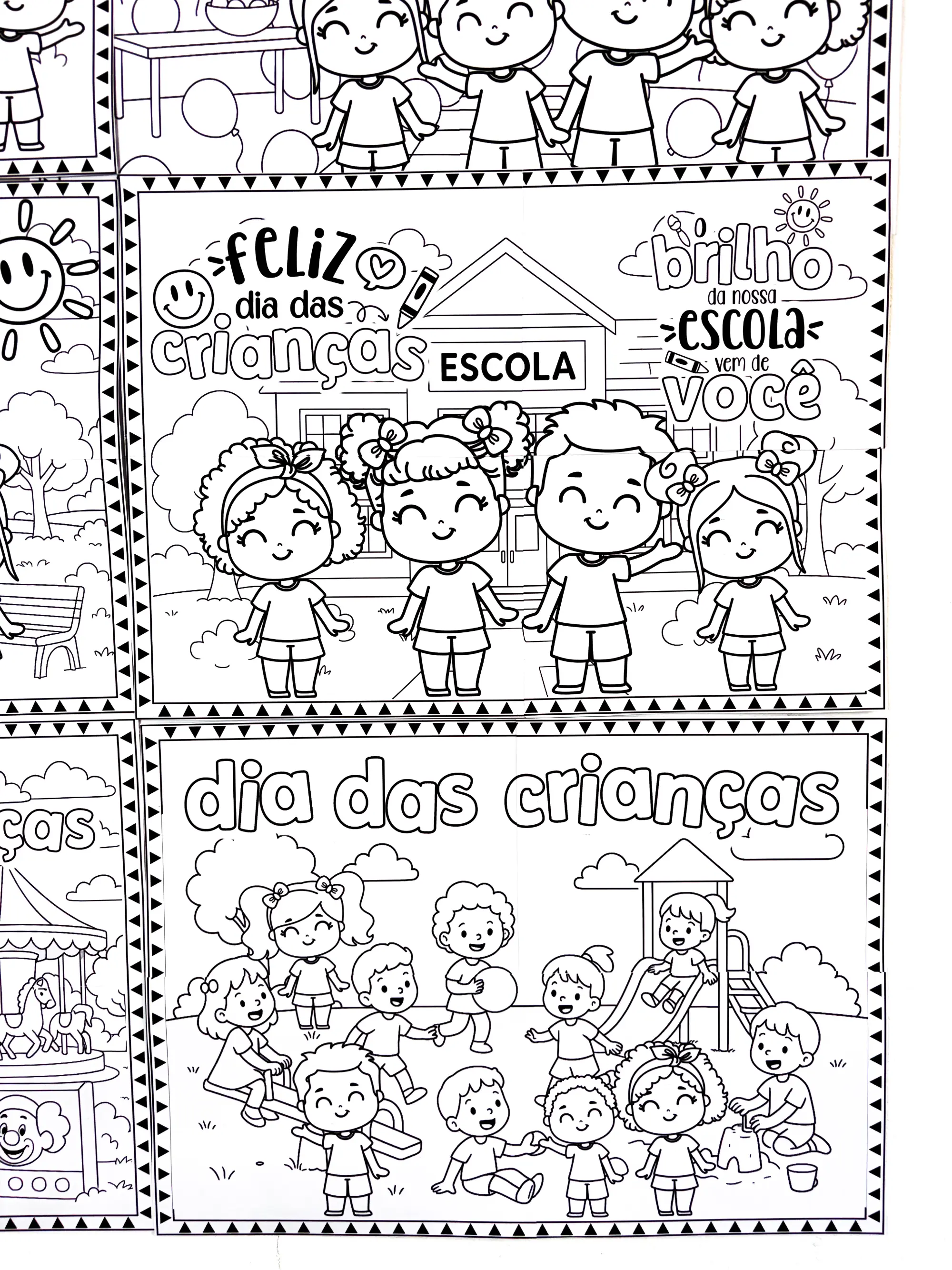 Painéis para Colorir do Dia das Crianças - 6 Modelos — amostra 4: Kit com 6 painéis gigantes para colorir do Dia das…