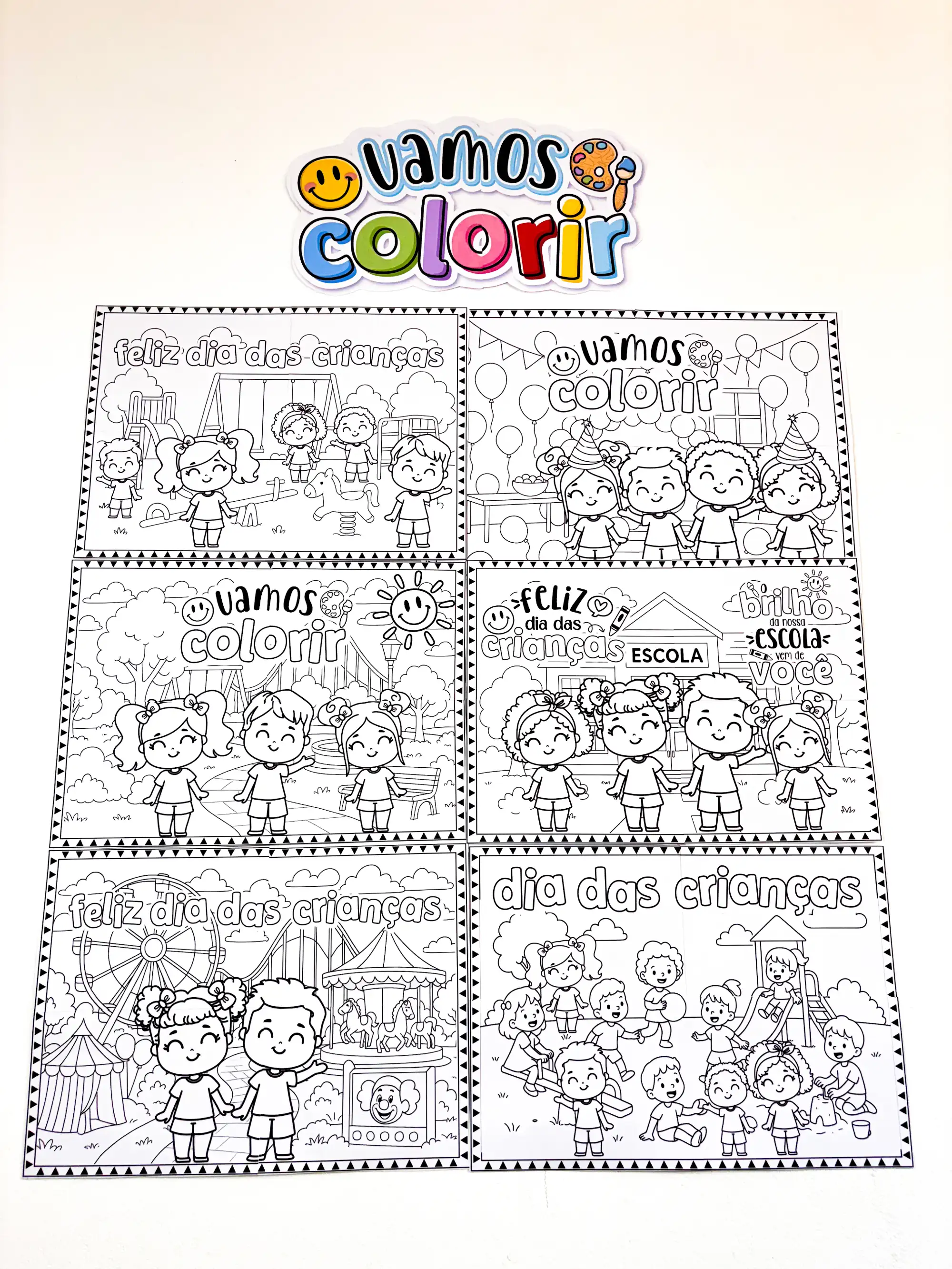 Painéis para Colorir do Dia das Crianças - 6 Modelos — amostra 7: Kit com 6 painéis gigantes para colorir do Dia das…