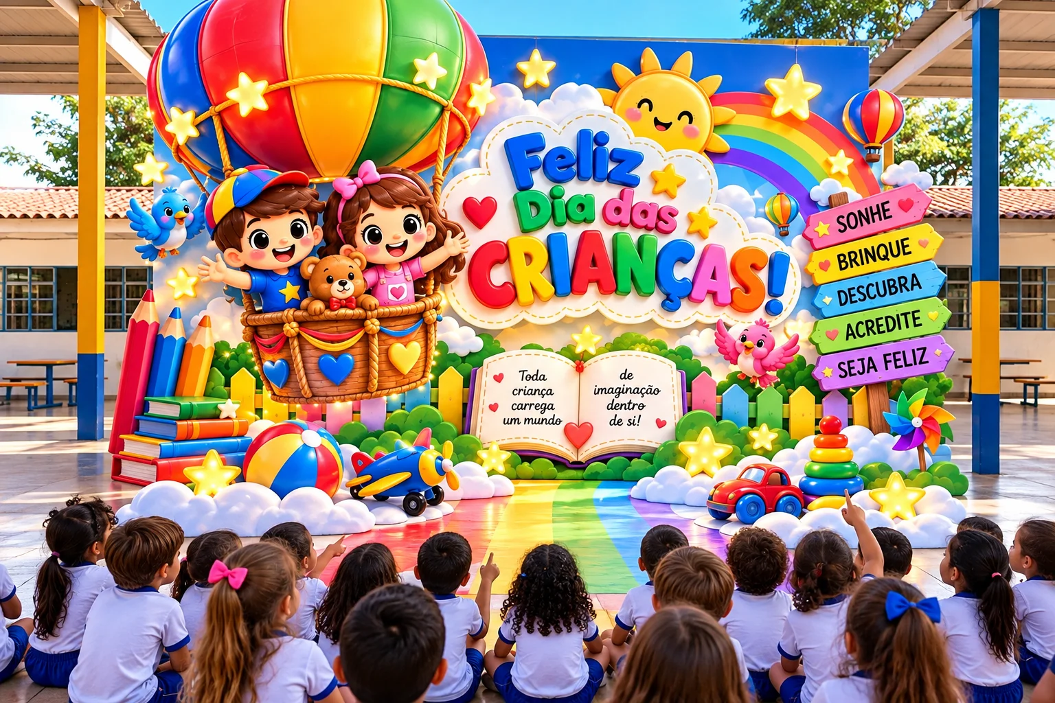 🎈 PAINEL 3D – DIA DAS CRIANÇAS TEMA DIA DAS CRIANÇAS 🎈 — amostra 1: ✨ Um painel super colorido, alegre e em estilo 3D,…