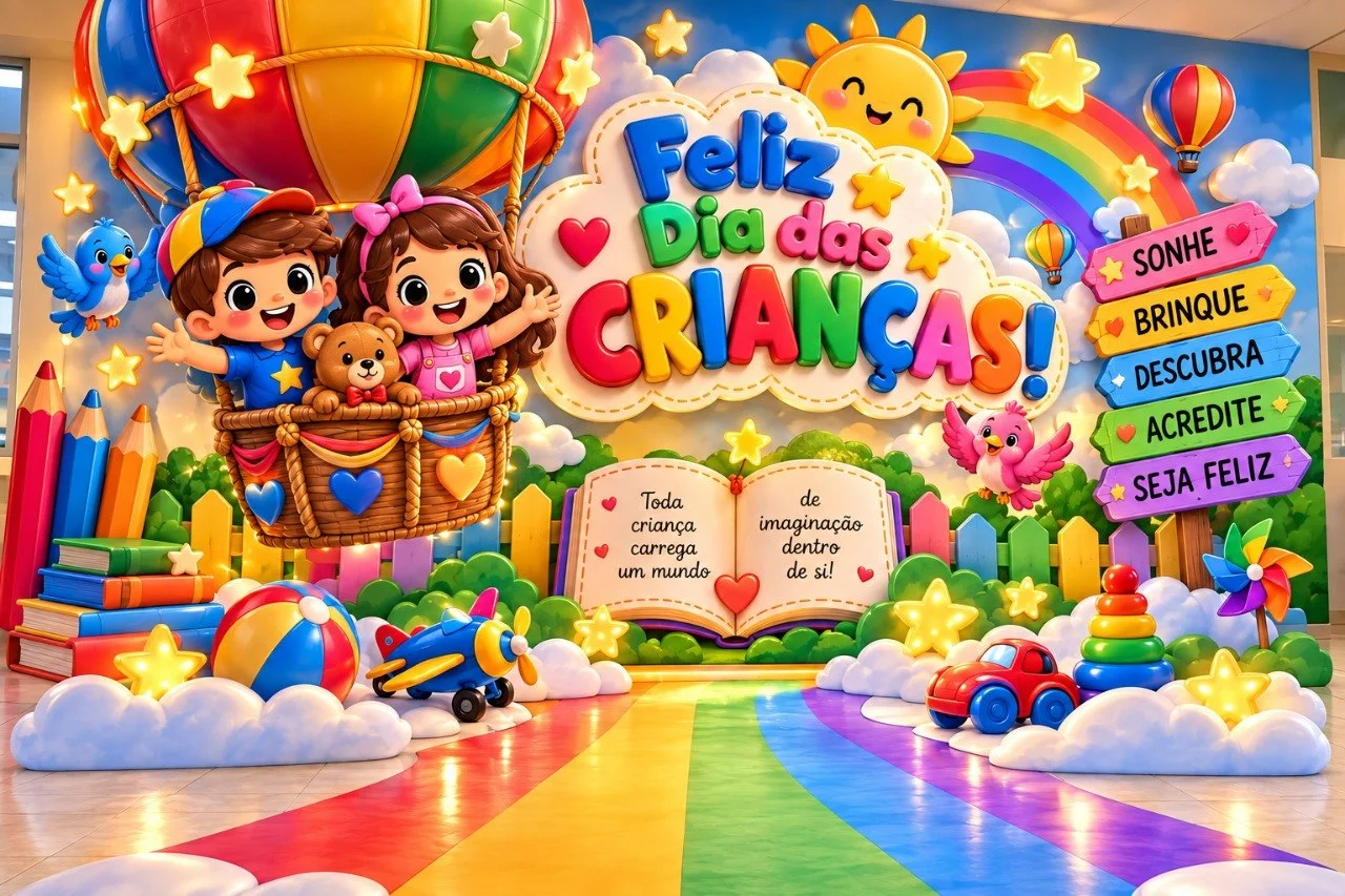 🎈 PAINEL 3D – DIA DAS CRIANÇAS TEMA DIA DAS CRIANÇAS 🎈 — Datas comemorativas para Todas as séries: ✨ Um painel super…