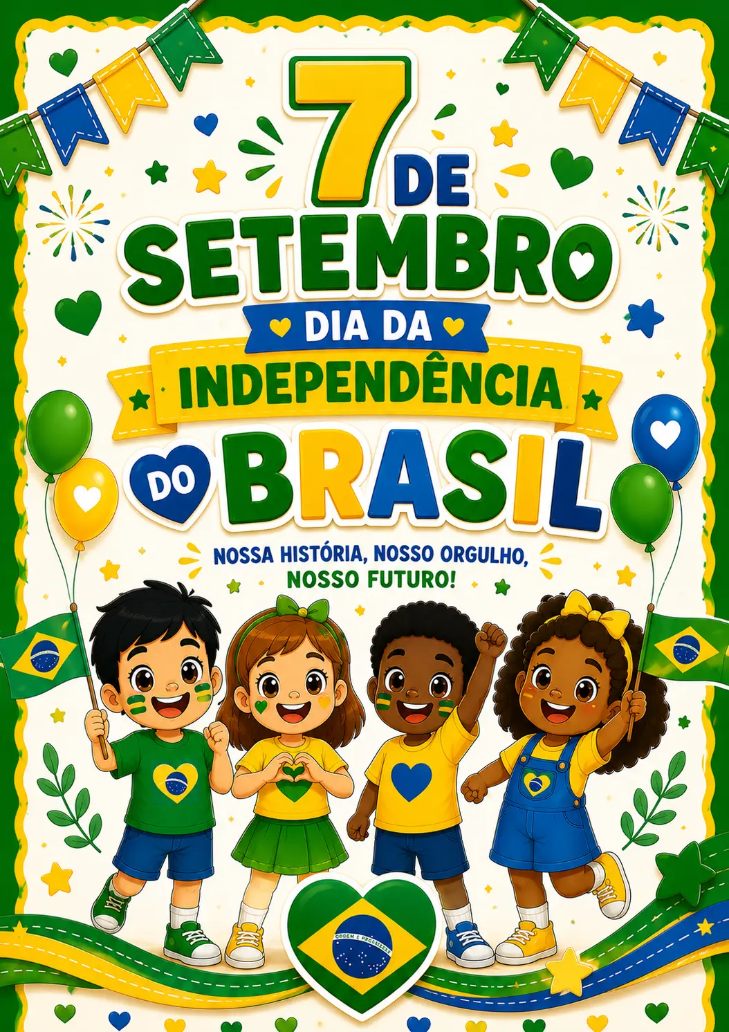 PAINEL 7 DE SETEMBRO - EDUCAÇÃO INFANTIL E 1º ANO — amostra 1: 💛 O que está incluso: painel completo com 16 páginas, no…