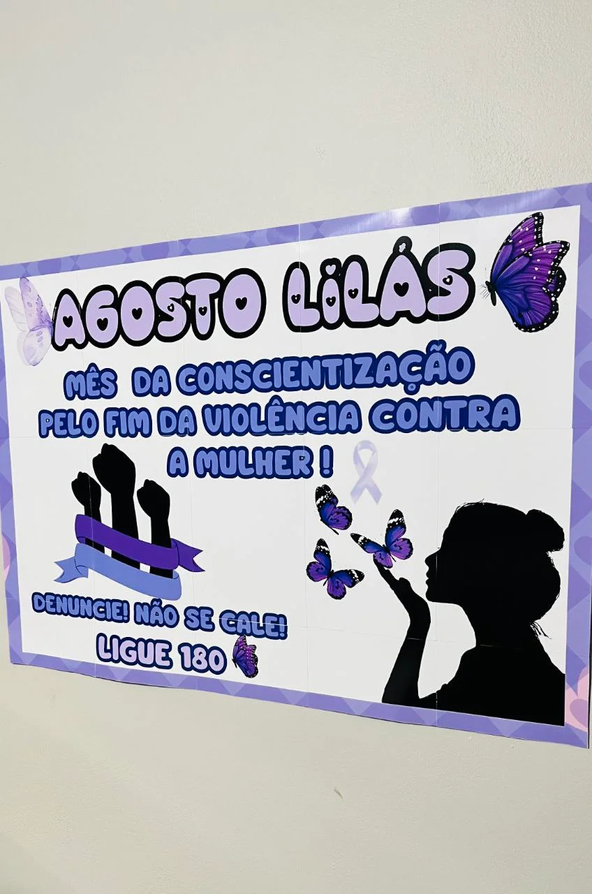 Painel Agosto Lilás para Imprimir | Conscientização e Prevenção — amostra 2: O Agosto Lilás é um mês de conscientização…
