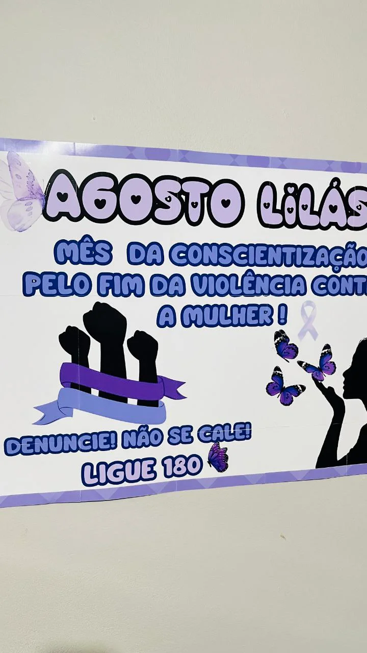 Painel Agosto Lilás para Imprimir | Conscientização e Prevenção — amostra 3: O Agosto Lilás é um mês de conscientização…