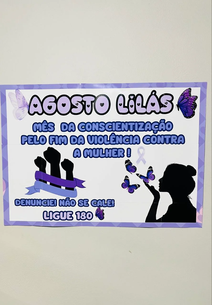 Painel Agosto Lilás para Imprimir | Conscientização e Prevenção — amostra 5: O Agosto Lilás é um mês de conscientização…