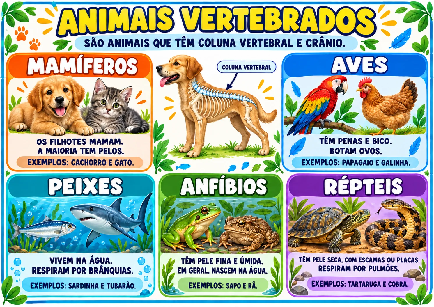 Painel Animais Vertebrados – 18 Folhas A4 para Sala de Aula — amostra 1: Transforme a sala de aula em um espaço de…