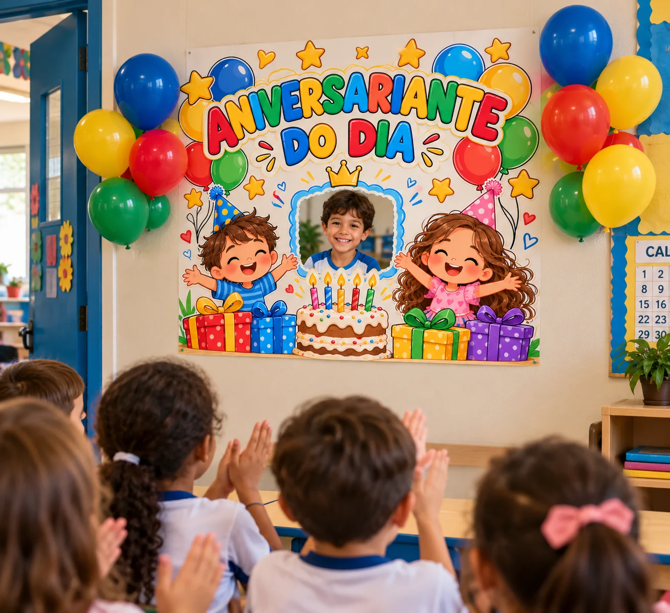 Painel Aniversariante do Dia para Imprimir em PDF — amostra 1: Painel Aniversariante do Dia para Imprimir – Decoração…