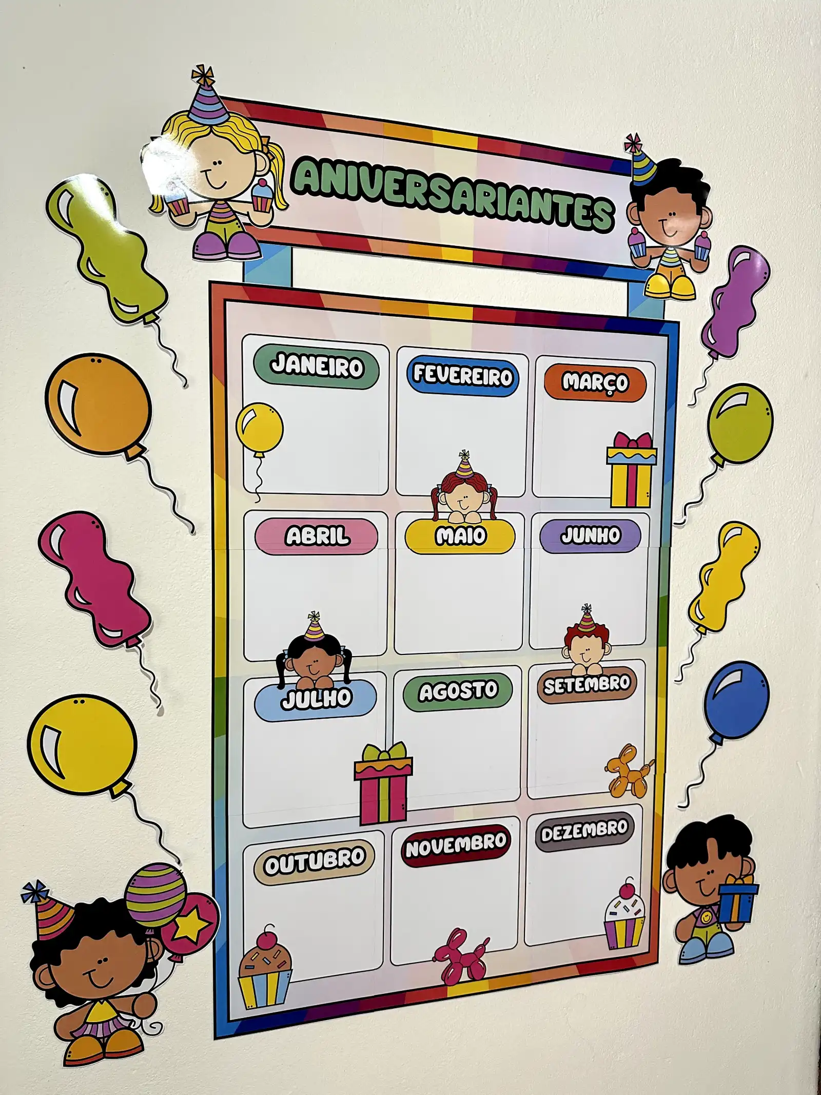 Painel aniversariante do mês - sala de aula — Alfabetização para Educação Infantil: Painel Aniversariantes, já ampliado e…