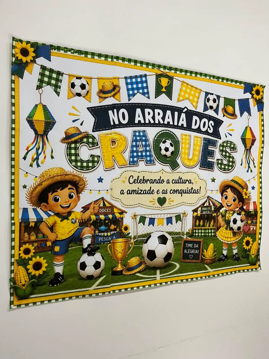Painel Arraiá dos Craques: Decoração de Sala Festa Junina — amostra 1: O painel que vai transformar sua Festa Junina em um…