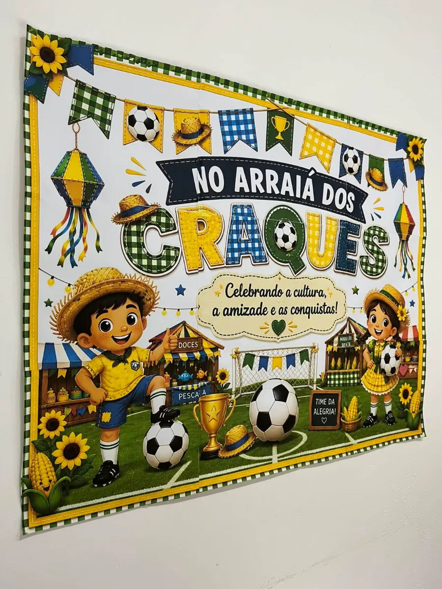 Painel Arraiá dos Craques: Decoração de Sala Festa Junina — amostra 2: O painel que vai transformar sua Festa Junina em um…
