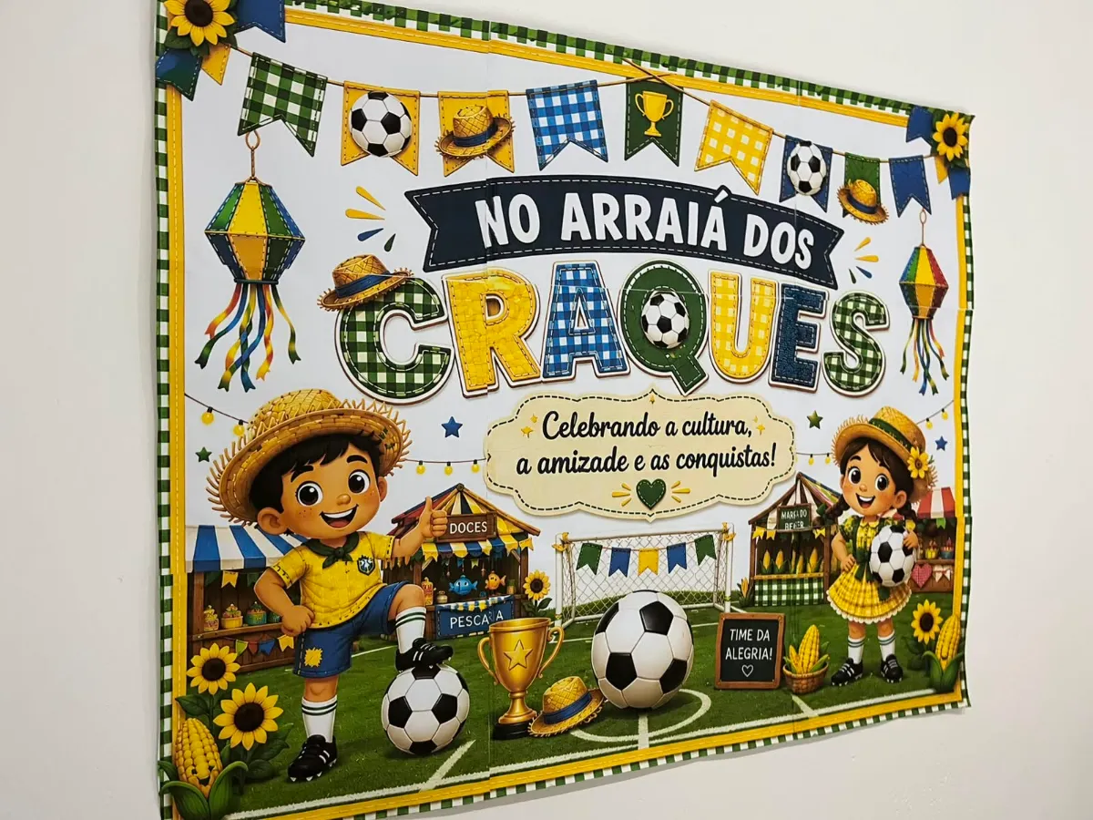 Painel Arraiá dos Craques: Decoração de Sala Festa Junina — amostra 3: O painel que vai transformar sua Festa Junina em um…