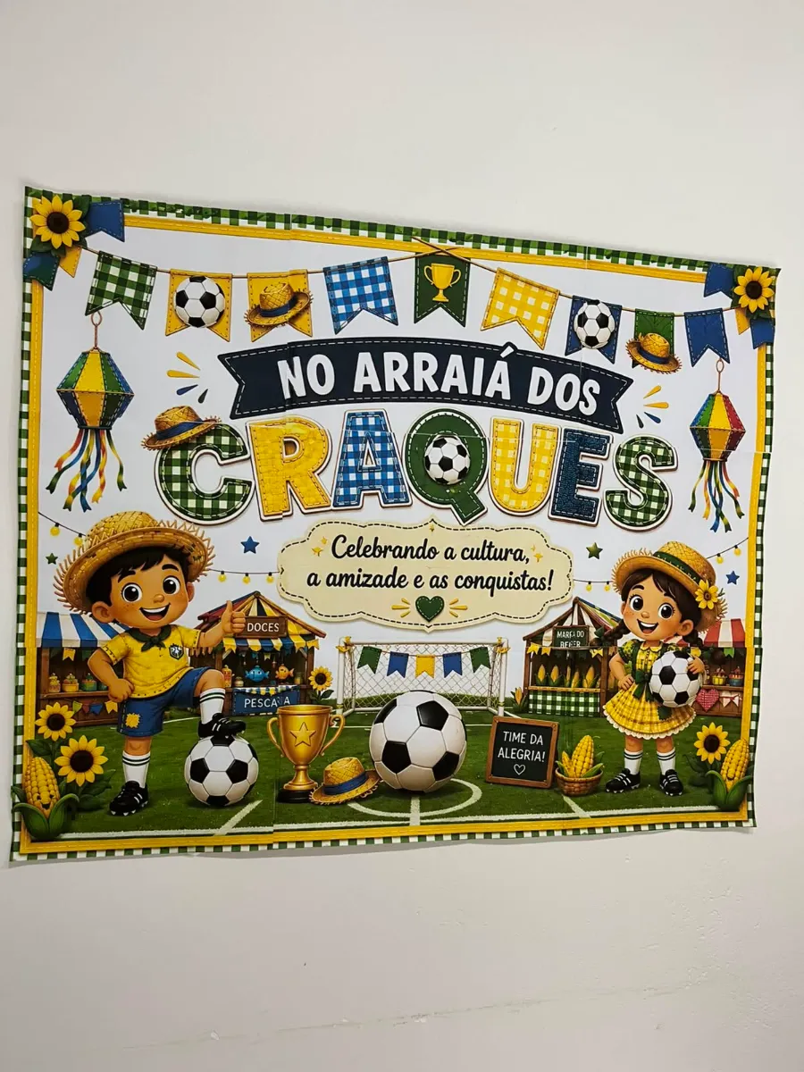 Painel Arraiá dos Craques: Decoração de Sala Festa Junina — amostra 5: O painel que vai transformar sua Festa Junina em um…