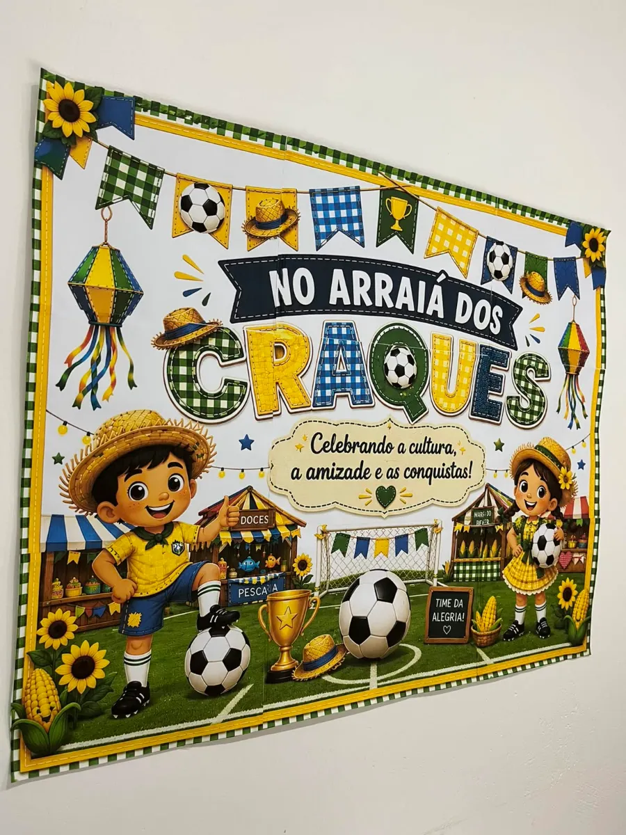 Painel Arraiá dos Craques: Decoração de Sala Festa Junina — amostra 6: O painel que vai transformar sua Festa Junina em um…