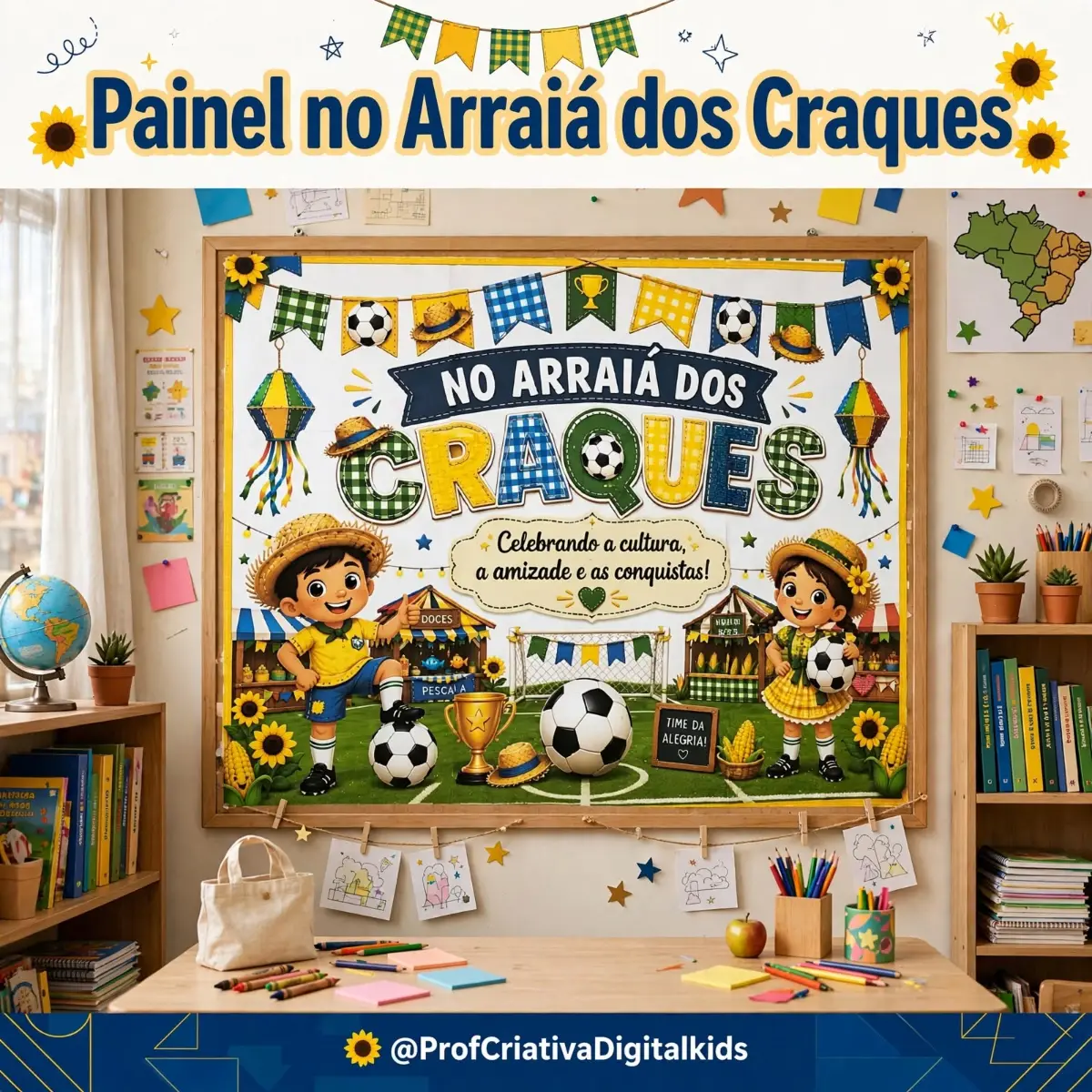 Painel Arraiá dos Craques: Decoração de Sala Festa Junina — Datas comemorativas para Todas as séries: O painel que vai…