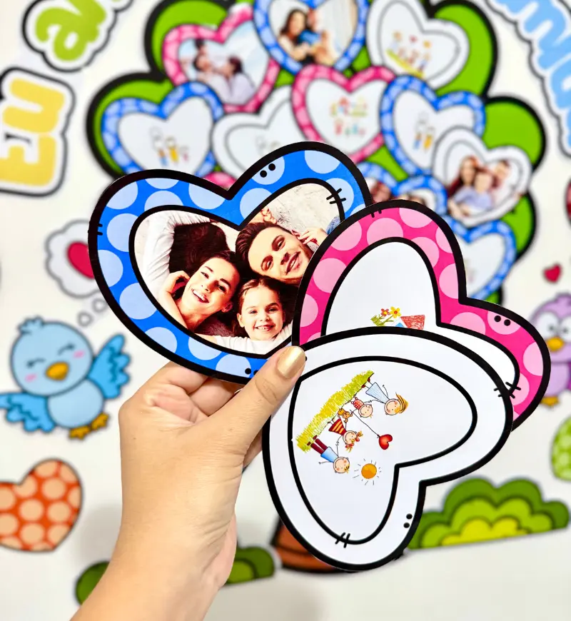 Painel Árvore da Família em PDF com Corações para Personalizar — amostra 3: Como usar o painel em sala de aula