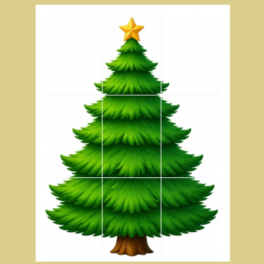 Painel Árvore de Natal com elementos para colorir e montar — amostra 3: Painel interativo de Natal com árvore colorida e…