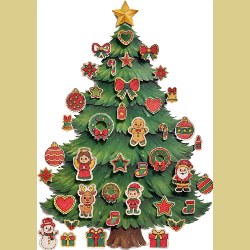 Painel Árvore de Natal com elementos para colorir e montar — Datas comemorativas para Educação Infantil: Painel interativo…