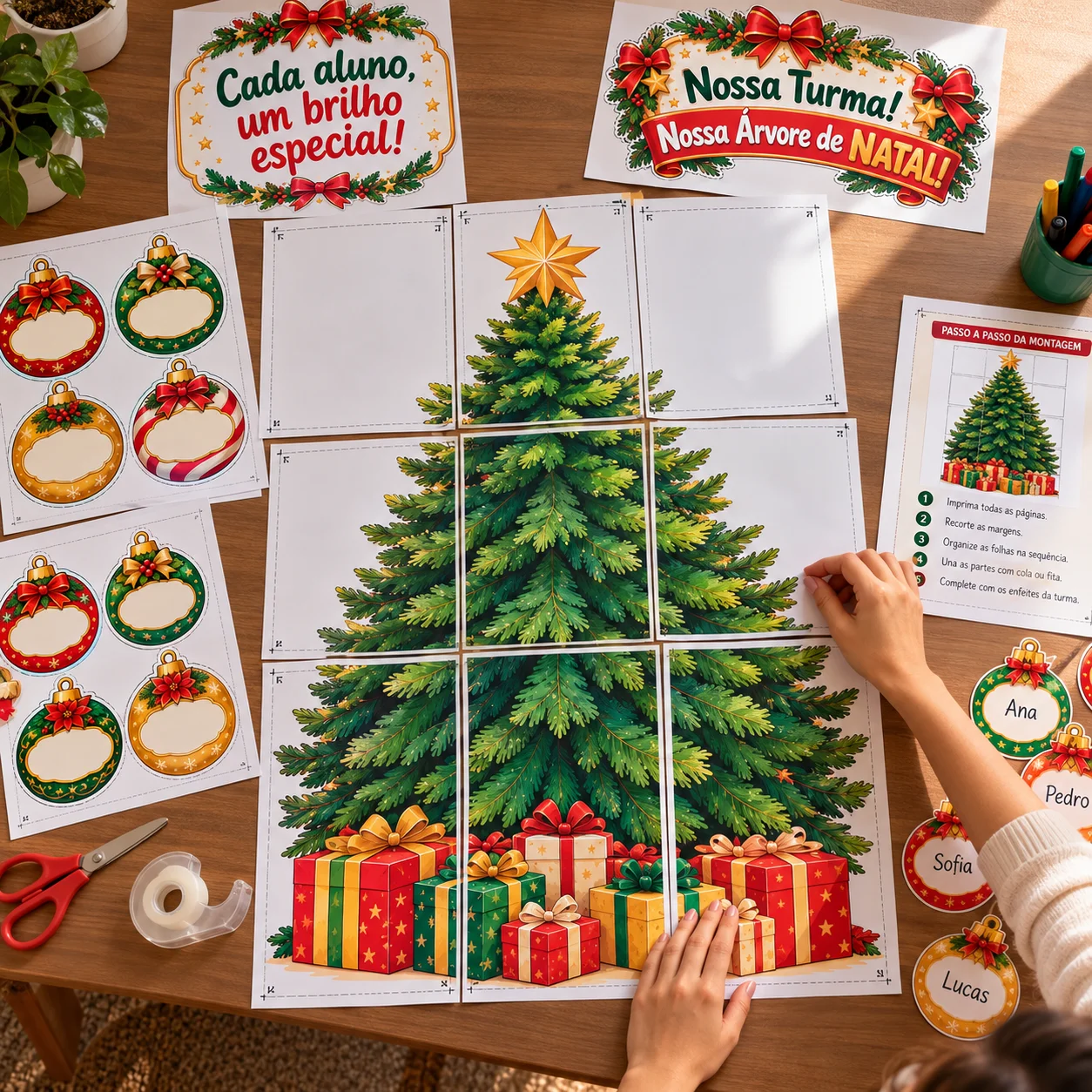 Painel Árvore de Natal Interativa: Decoração com Nome dos Alunos — amostra 3: O QUE VOCÊ RECEBE NO ARQUIVO PDF?