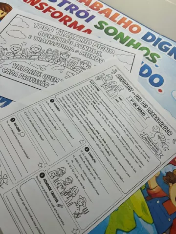 Painel + Atividades Dia do Trabalhador: Recurso Pedagógico — amostra 2: KIT DIA DO TRABALHO (PAINEL + TEXTO E…