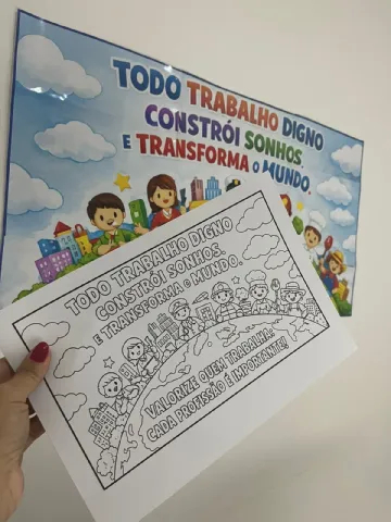 Painel + Atividades Dia do Trabalhador: Recurso Pedagógico — amostra 5: KIT DIA DO TRABALHO (PAINEL + TEXTO E…