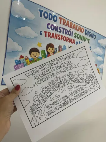 Painel + Atividades Dia do Trabalhador: Recurso Pedagógico — amostra 6: KIT DIA DO TRABALHO (PAINEL + TEXTO E…