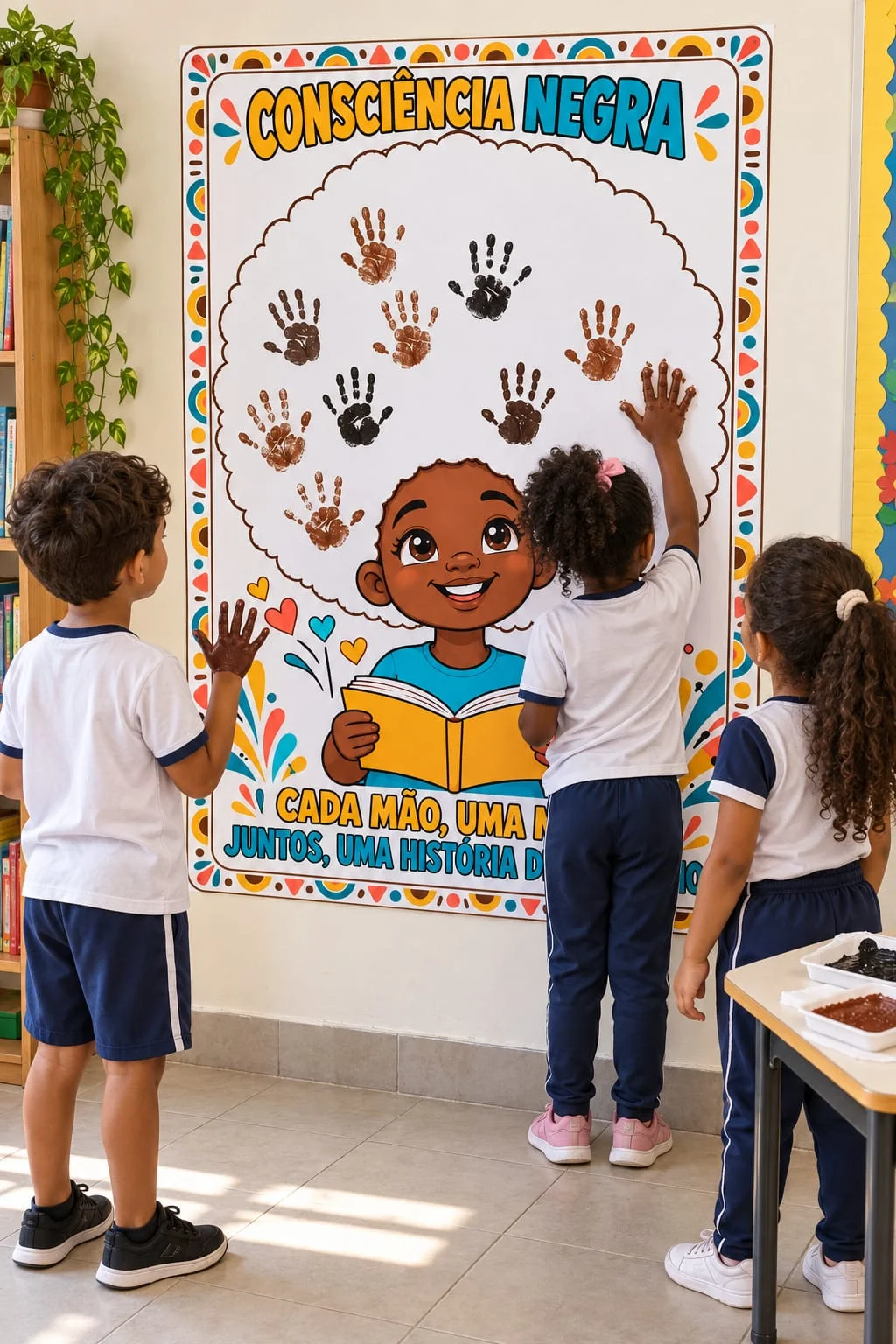 PAINEL+ ATIVIDADES MÃOZINHAS — CONSCIÊNCIA NEGRA — Ciências para Educação Infantil: Cada mãozinha deixa uma marca especial