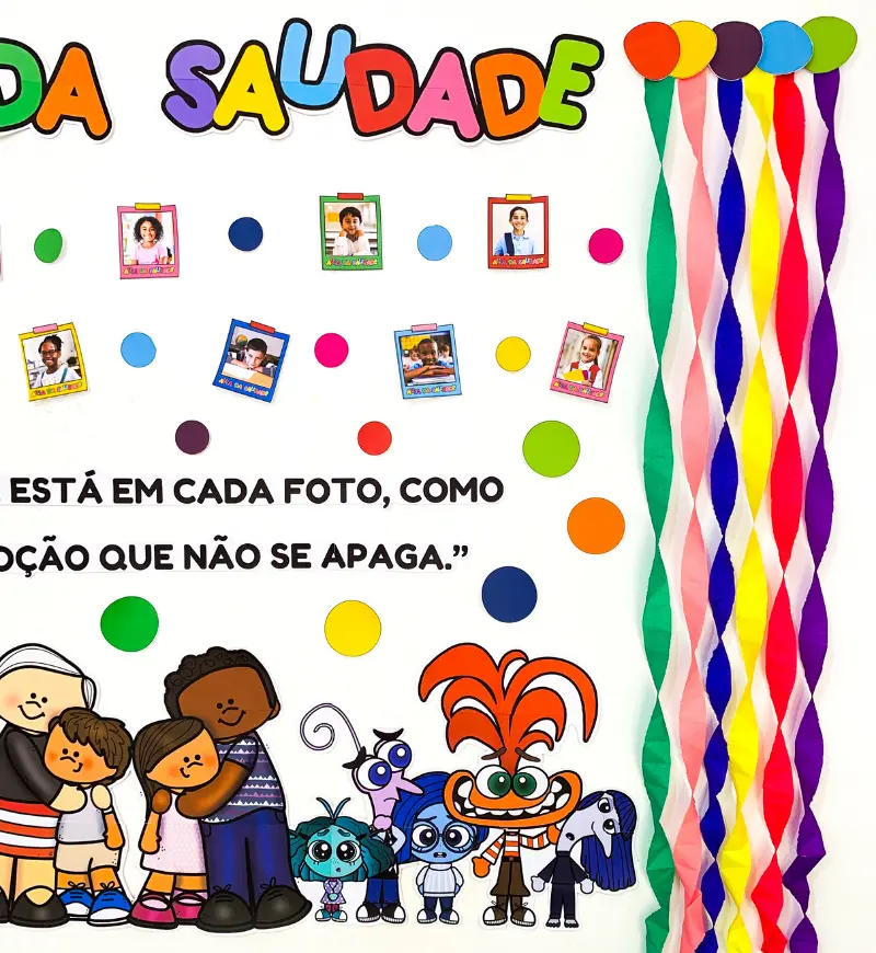 Painel Aula da Saudade - Divertidamente – PDF para Imprimir — amostra 5: Com o tema Divertidamente, este painel para a aula…