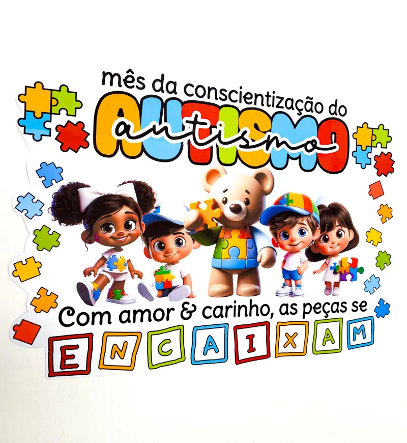 Painel Autismo com Quebra-Cabeça para o Abril Azul — amostra 1: Painel Autismo para acolher e conversar sobre inclusão