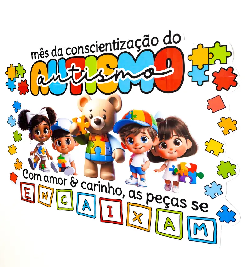 Painel Autismo com Quebra-Cabeça para o Abril Azul — amostra 2: O que compõe o material