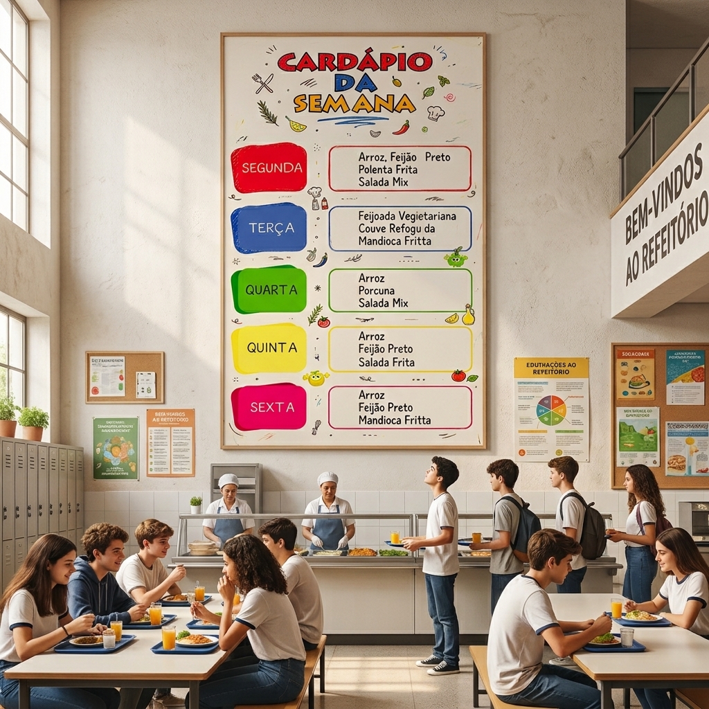 Painel / banner / cartaz cardápio da semana escreve e apaga – Material Pedagógico — amostra 2: Novidade no Refeitório Painel / banner / cartaz cardápio da semana escreve e apaga – Material Pedagógico — amostra 2: Novidade no Refeitório