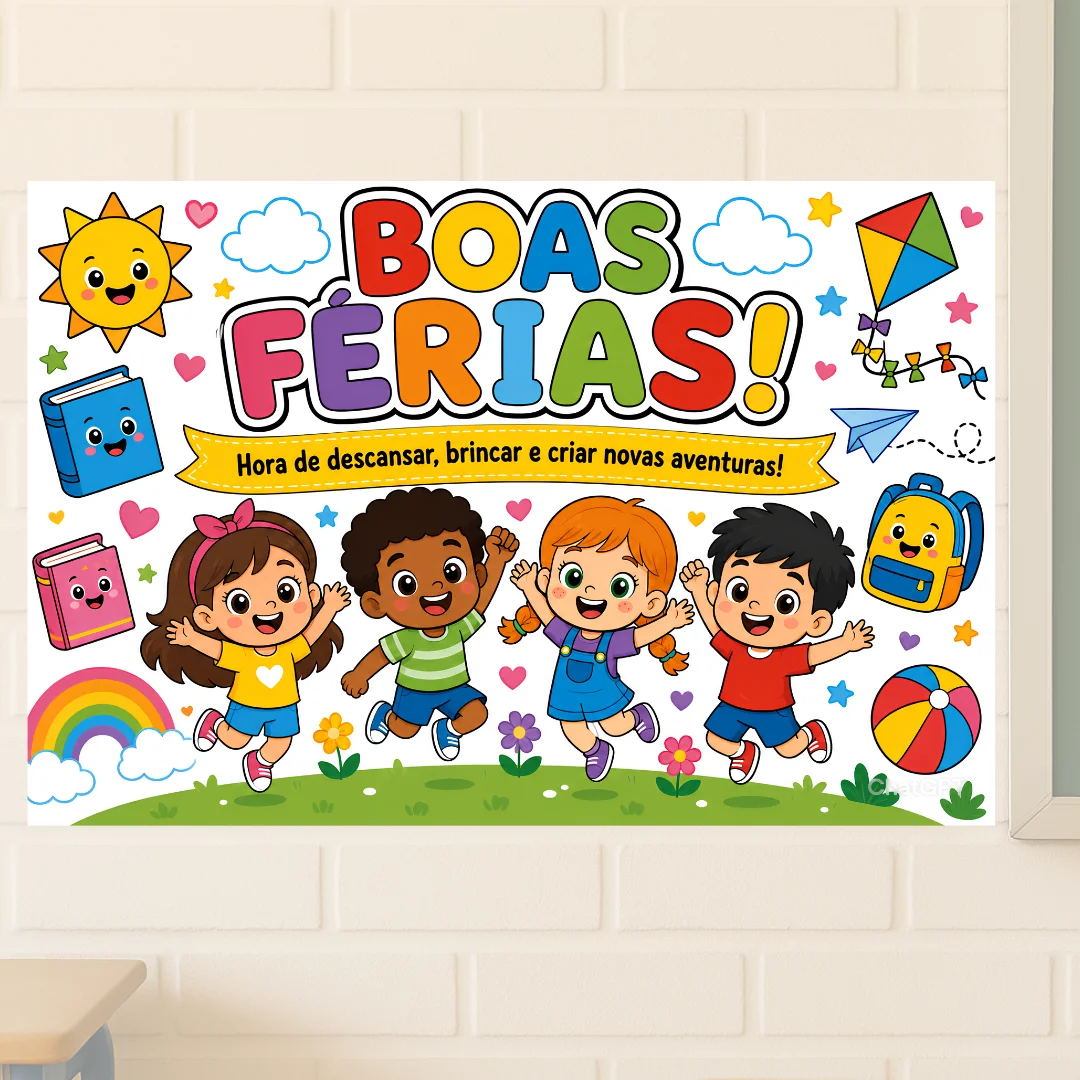 Painel Boas Férias - 2 Tamanhos – PDF para Imprimir — capa do material