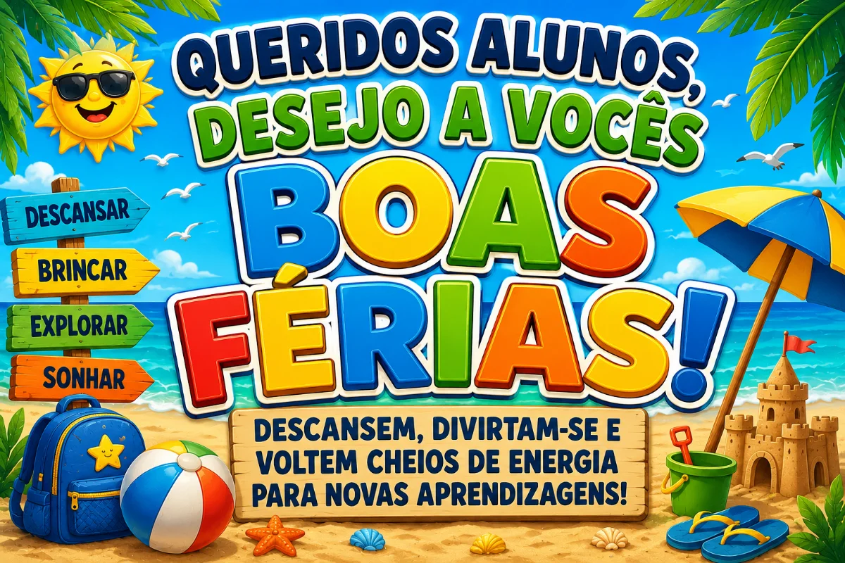 Painel Boas Férias. 🌴 BOAS FÉRIAS! Para o encerramento do semestre. — amostra 2: Painel Boas Férias