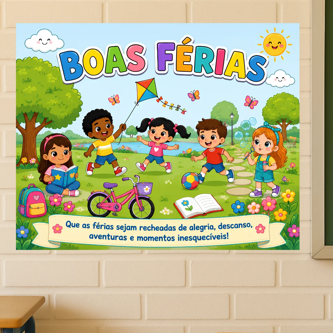 Painel Boas Férias - (em 6 folhas A4 e 15 folhas A4) — capa do material