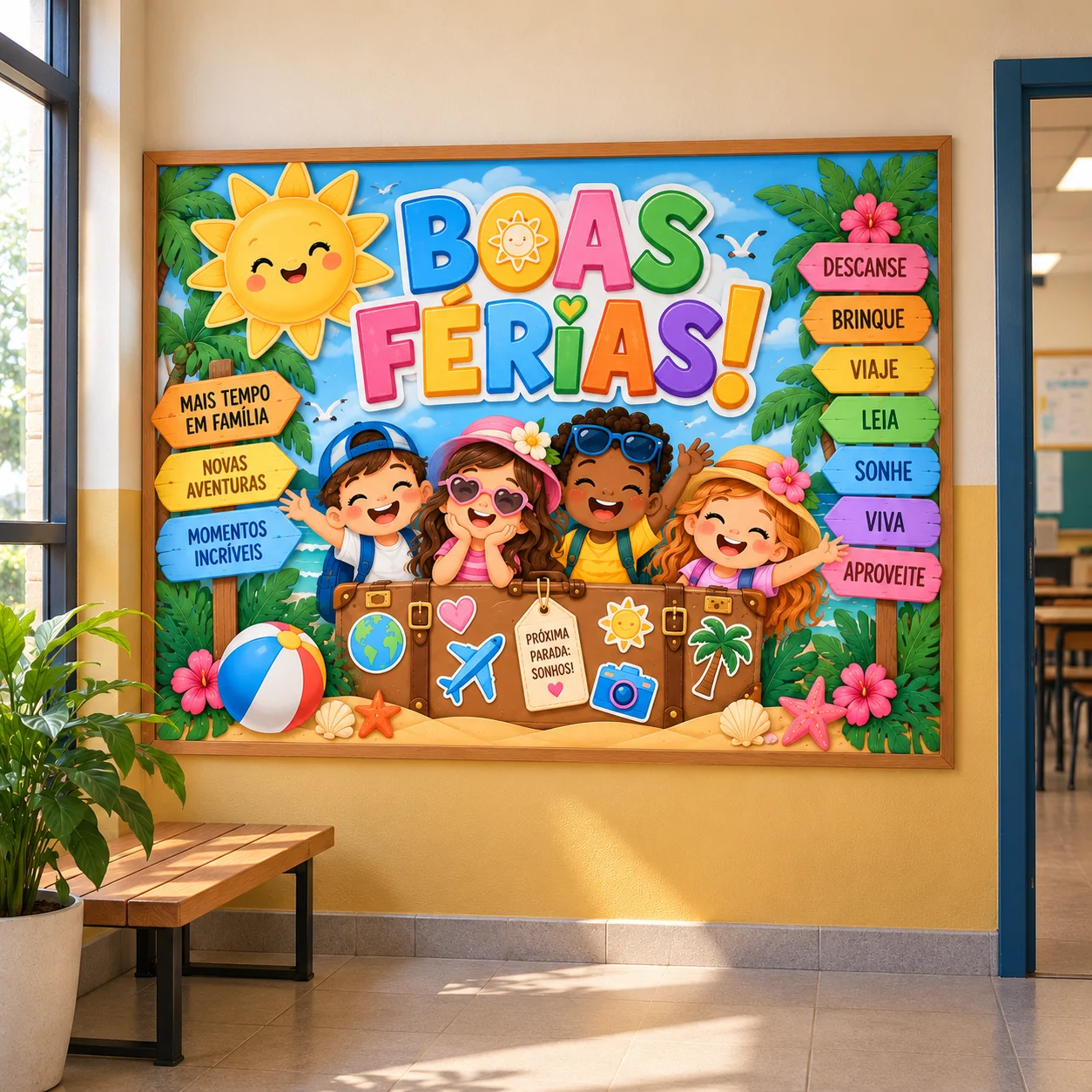 Painel Decorativo Boas Férias para Escola Colorido — capa do material