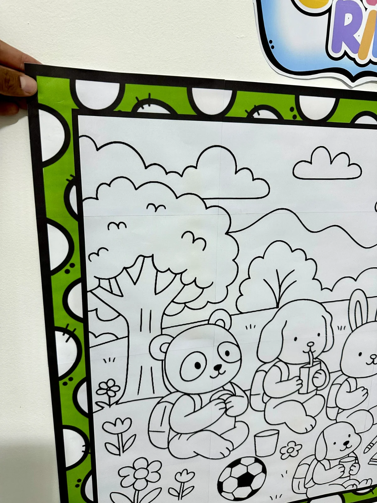 Painel Bob Goods Hora de Colorir – PDF para Imprimir — amostra 4: Painel para pintura Coletiva tema Volta às Aulas ideal…