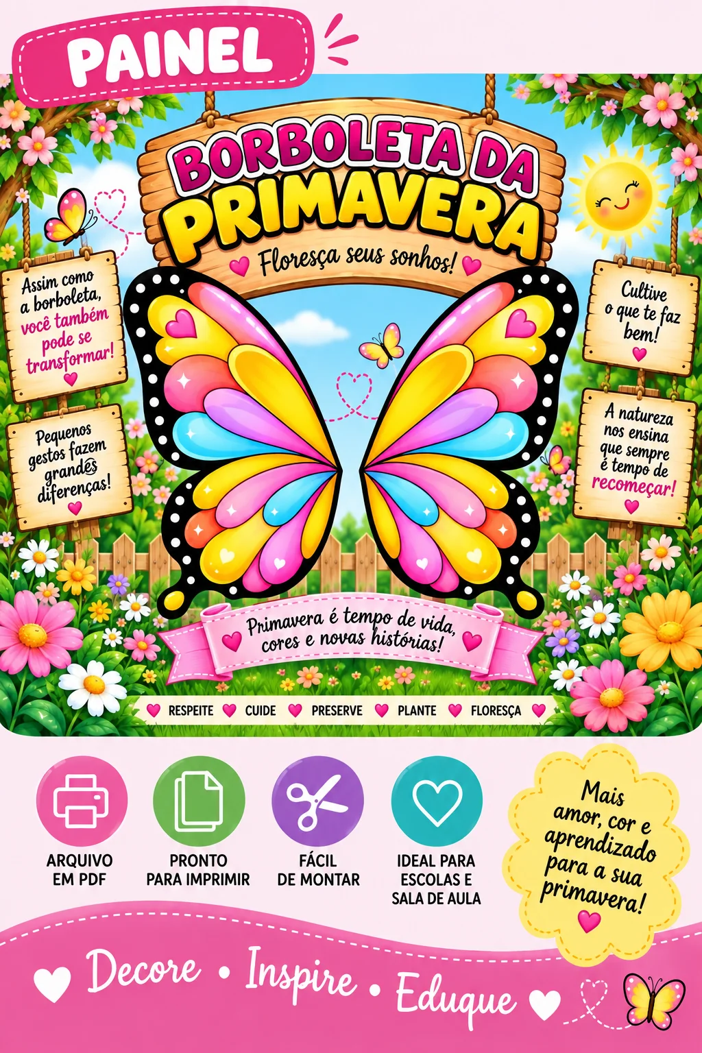 Painel Borboleta da Primavera - Educação Infantil - PDF (cópia) — amostra 3: 🦋🌸 Painel — Borboleta da Primavera O Painel…