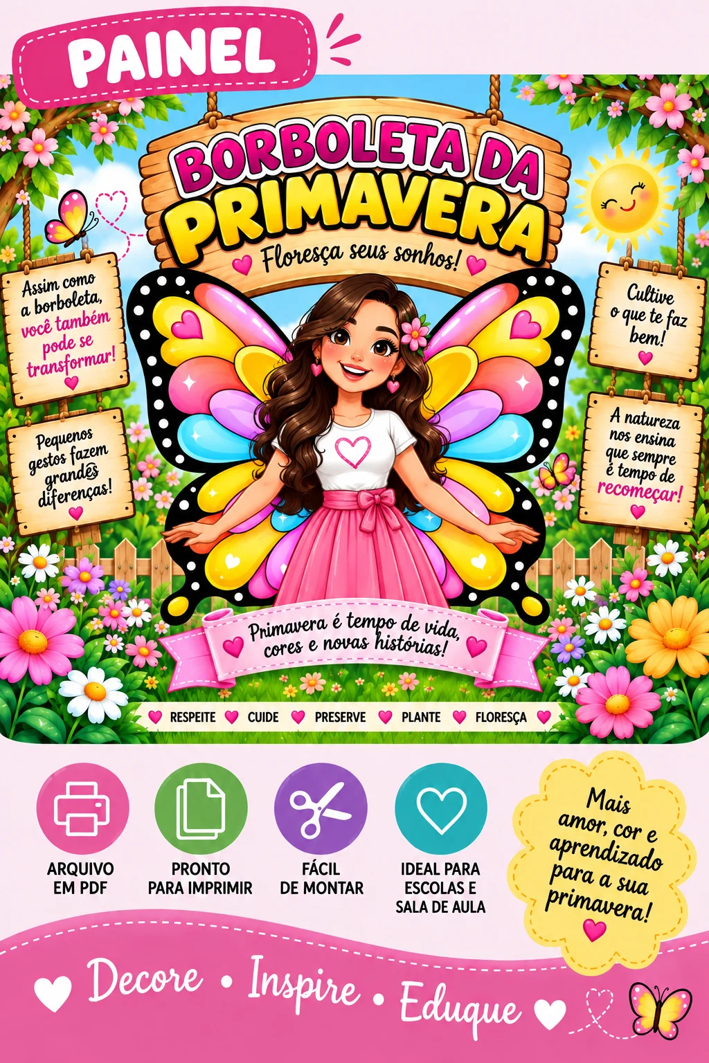 Painel Borboleta da Primavera - Educação Infantil - PDF — amostra 5: O Painel Borboleta da Primavera é uma decoração…