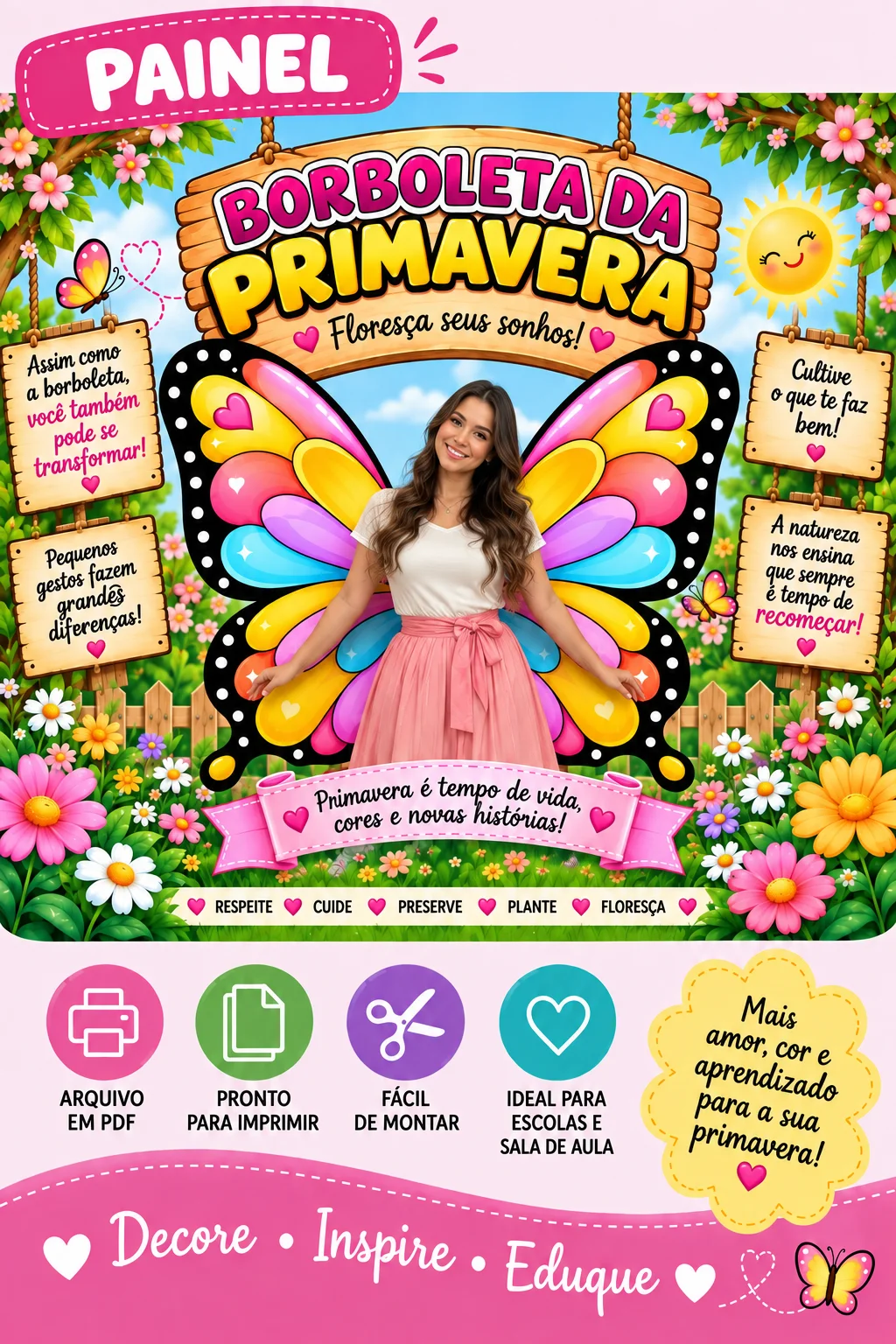 Painel Borboleta da Primavera - Educação Infantil - PDF — História para Educação Infantil: O Painel Borboleta da Primavera…