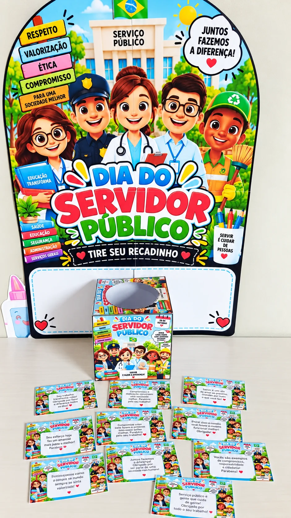 Painel + Caixinha com mensagens Dia do Servidor Público — Datas comemorativas para Todas as séries: Dia do Servidor Público…