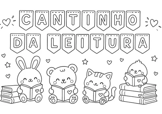 Painel cantinho da leitura colorir. Anos iniciais e Educação Infantil — Jogos pedagógicos para Educação Infantil: Painel…
