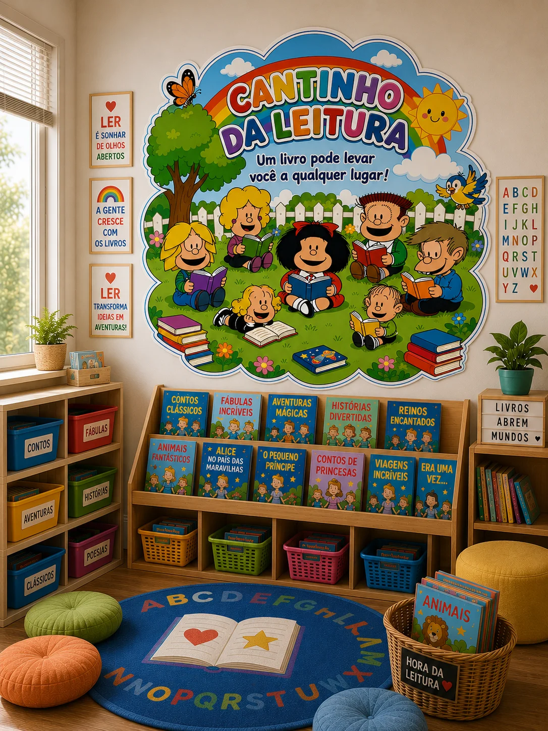 PAINEL CANTINHO DA LEITURA MAFALDA – PDF para Imprimir — Português para Educação Infantil: Transforme o espaço da leitura…