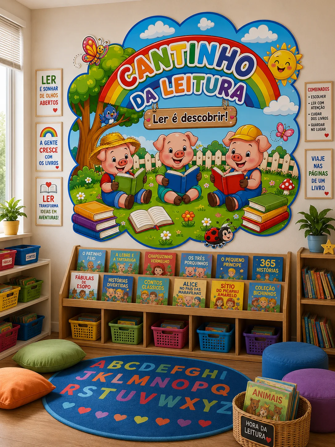 PAINEL CANTINHO DA LEITURA OS 3 PORQUINHOS — Português para Educação Infantil: Transforme o espaço da leitura em um…