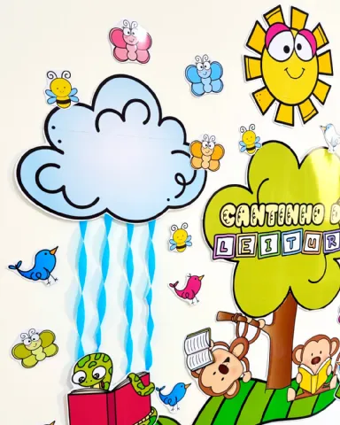 Painel Cantinho da Leitura – PDF para Imprimir — amostra 4: Painel Cantinho da Leitura para turmas da Educação Infantil e…