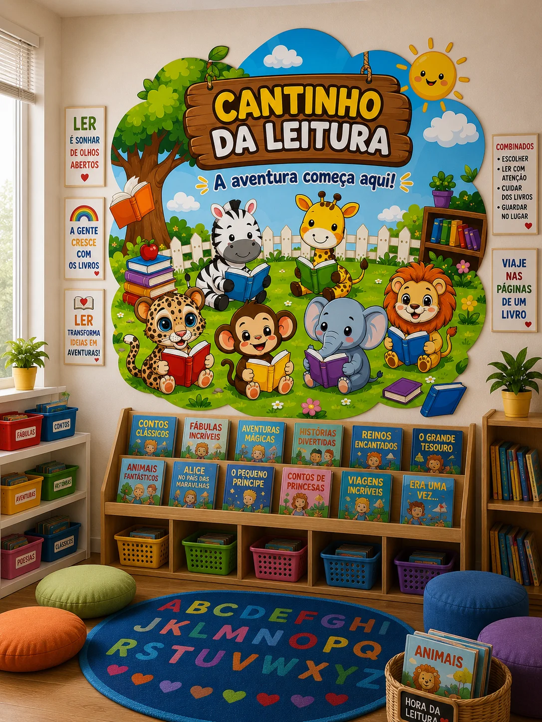 PAINEL CANTINHO DA LEITURA SAFARI – PDF para Imprimir — capa do material