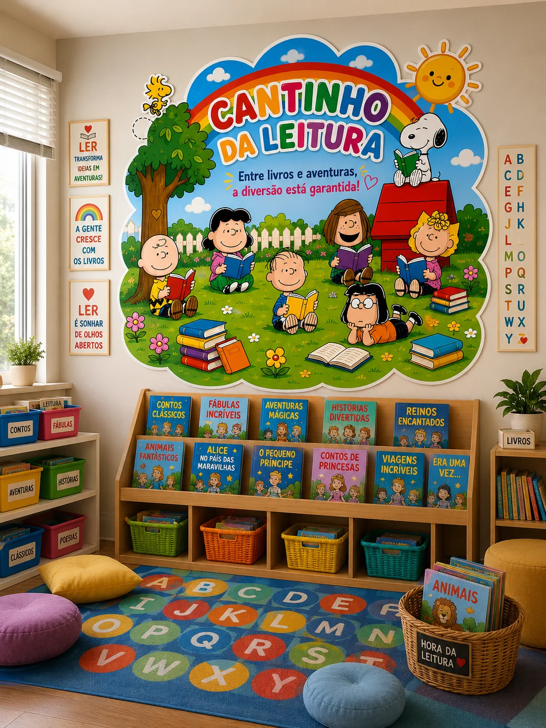 PAINEL CANTINHO DA LEITURA SNOOPY – PDF para Imprimir — Português para Educação Infantil: Transforme o espaço da leitura em…