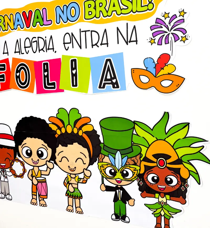 Painel Carnaval no Brasil em PDF para Imprimir — amostra 2: O que vem no material