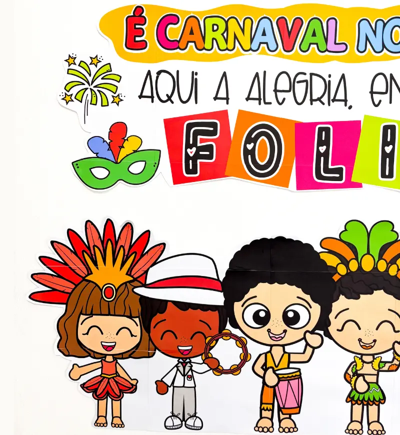 Painel Carnaval no Brasil em PDF para Imprimir — amostra 3: Como usar em sala e nos espaços coletivos