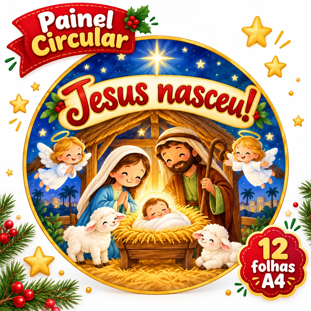 Painel Circular Jesus Nasceu! | Natal Cristão Infantil — Datas comemorativas para Educação Infantil: Celebre o verdadeiro…
