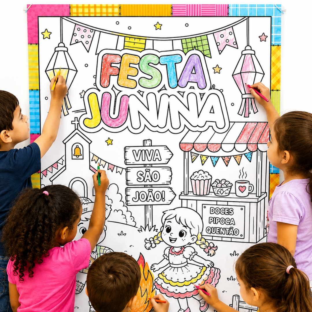 Painel colaborativo: festa junina – Material Pedagógico — Datas comemorativas para Todas as séries: Este cartaz…